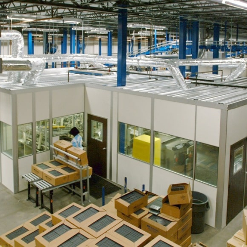 In-plant modular offices from a bird's eye view.