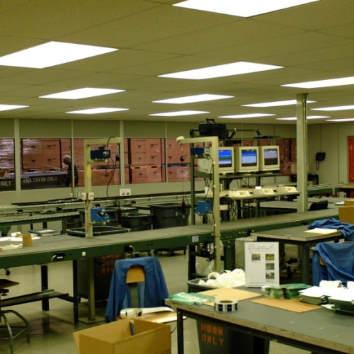 A modular control room for an industrial space.
