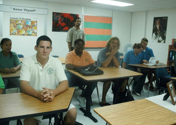 Students seated in a classroom inside an Allied Modular learning space, showcasing modular buildings for schools with bright interiors and functional layouts.