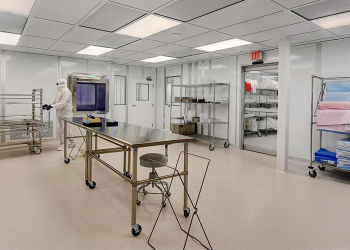 Inside a modular cleanroom by Allied Cleanrooms.