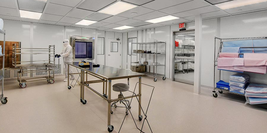 Inside a modular cleanroom by Allied Cleanrooms.