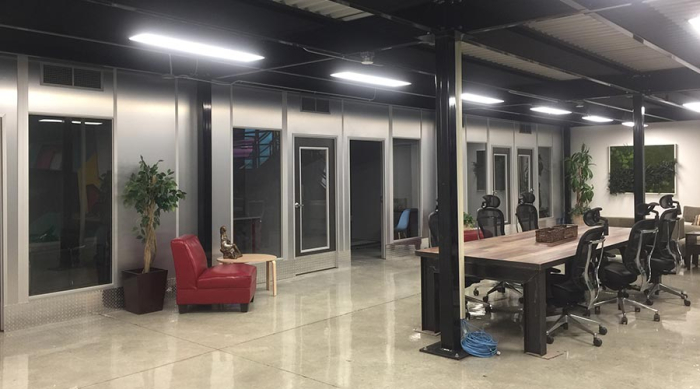 A modular in-plant office.