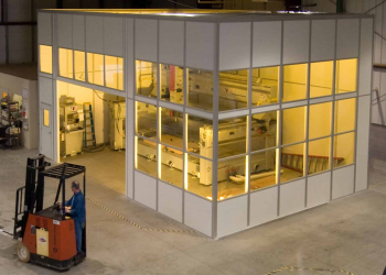 A modular wall with FRP panels.