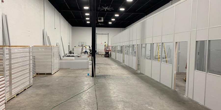 In-plant modular office partitions.