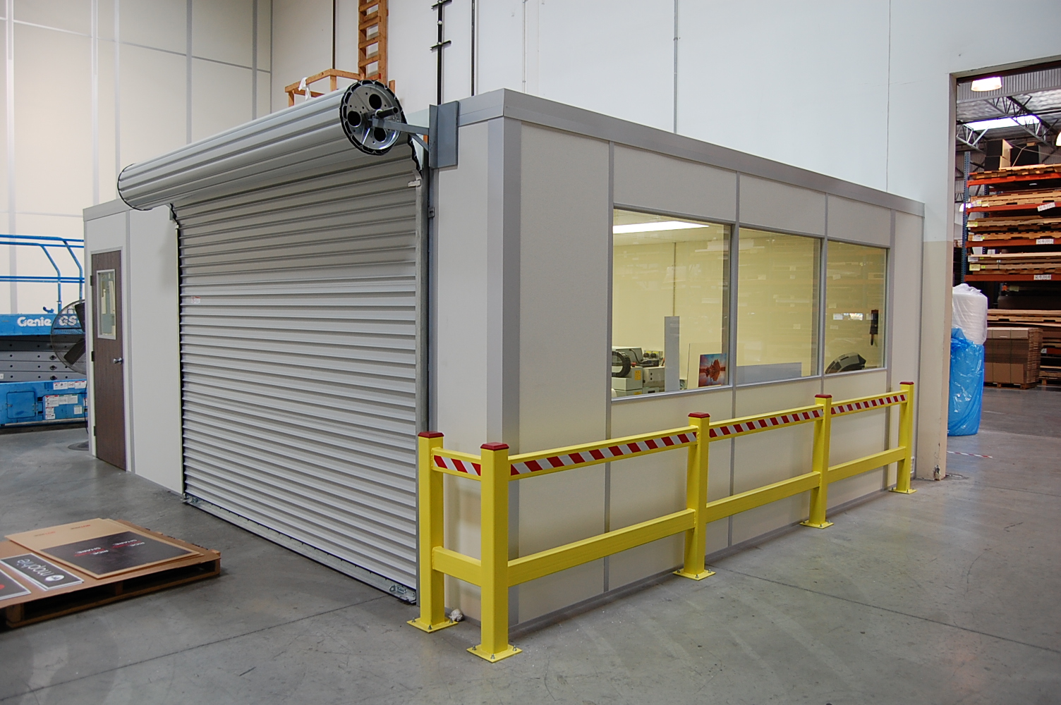 inplant modular construction office with roll up door