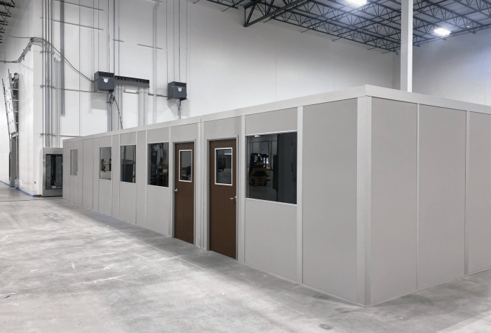 A modular in-plant office building. A modular office within a warehouse by allied modular inplant modular warehouse buildings Allied Modular multi inplant warehouse office