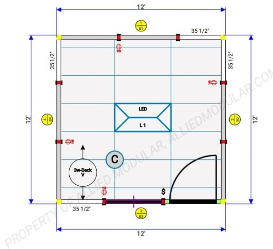 12'x12' quick ship allied modular building blueprint 12x12 modular buildings for quick and efficient use