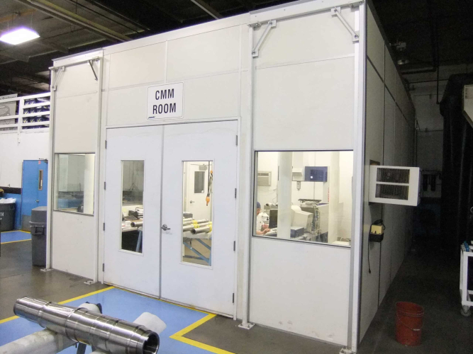 CMM room enclosure with visible measuring equipment, built by Allied Modular.