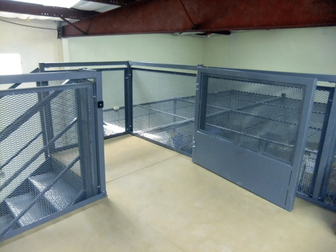 Industrial mezzanine gate railing catwalk by allied modular - guard house guard shack guard booth made by allied modular - modular guardhouse vision tower