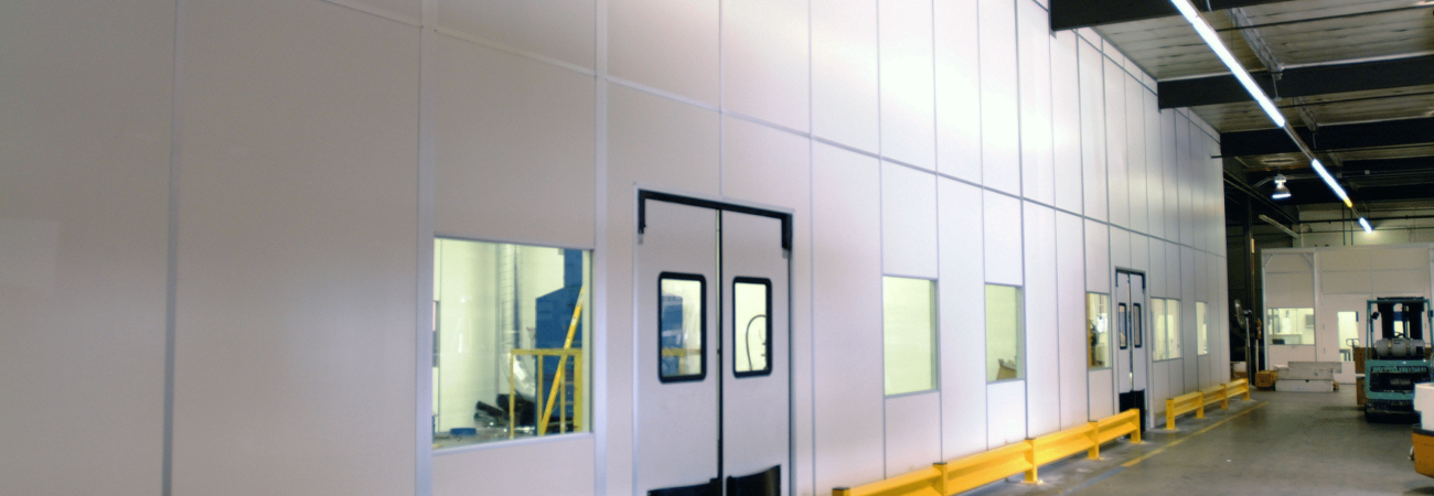 Tall Wall Machine Enclosure by Allied Modular - Modular Building systems - partition walls - warehouse separation walls