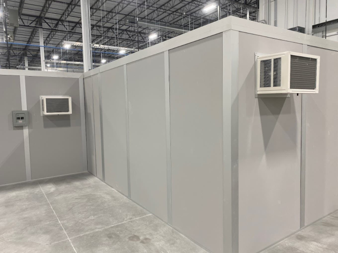 A cool down room equipped with air conditioning units.