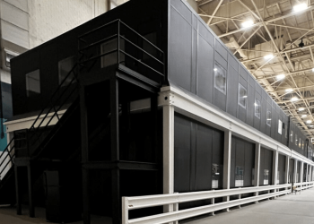 Allied Modular two-story modular building solution for manufacturing installed inside an industrial plant