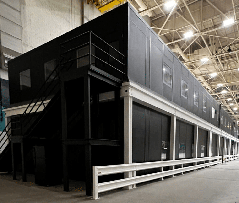 Allied Modular two-story modular building solution for manufacturing installed inside an industrial plant