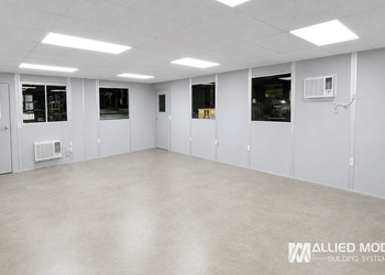 Interior of a Modular Office Building with HVAC installed in the walls.