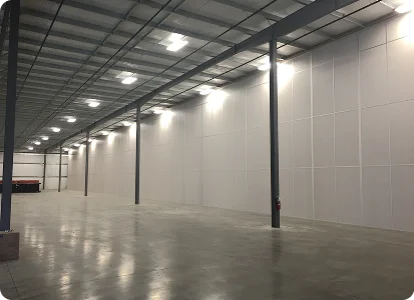 Large industrial modular wall installation