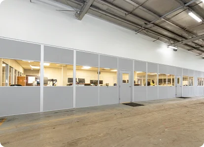 Modular office wall with observation windows