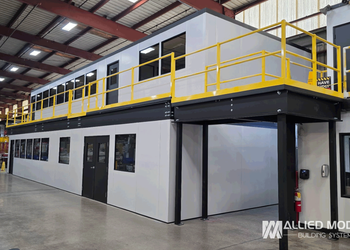 Two Story Modular Building with Railings on catwalk